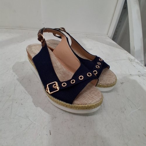 WOMEN'S ORTHOPEDIC WEDGE SANDALS WITH ARCH SUPPORT - SIZE 8 - NAVY / GOLD image 2