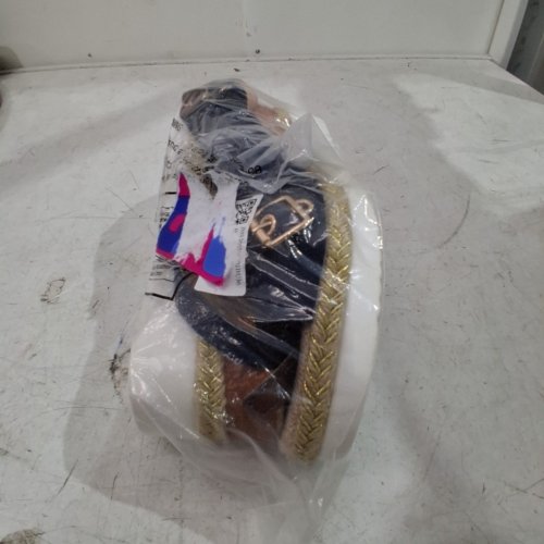 WOMEN'S ORTHOPEDIC WEDGE SANDALS WITH ARCH SUPPORT - SIZE 8 - NAVY / GOLD image 5