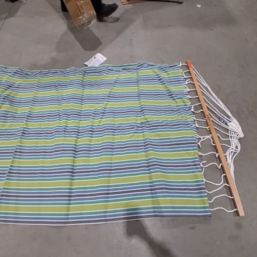 LAZY DAZE OUTDOOR QUICK DRY HAMMOCK WITH SPREADER BAR - 78" X 55" - 450 LBS MAX - BLUE / GREEN STRIPES (MODEL: HM-TH-BLUE-S) image 5