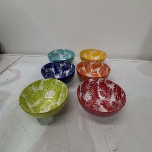 6PK tropical OVER AND BACK STONEWARE SERVING BOWLS - 6" X 6" X 2.8" - multicolor (model:8546696) image 2