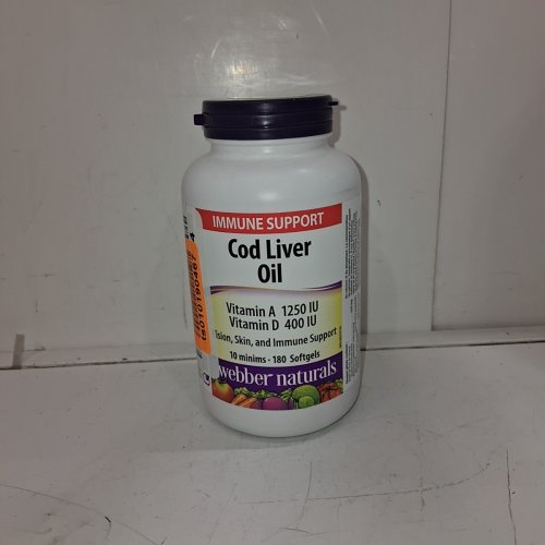 WEBBER NATURALS COD LIVER OIL SOFTGELS - 180 SOFTGELS image 2