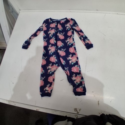 JOE FRESH FLORAL BABY ZIP-UP SLEEPER - 18-24M - NAVY WITH PINK FLORAL PRINT image 2
