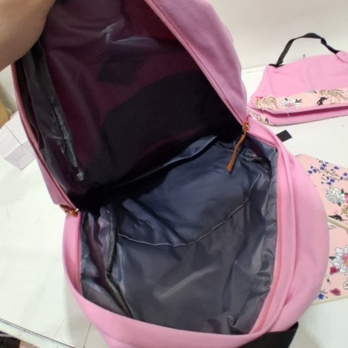 4PC FLORAL BACKPACK WITH LUNCH BOX AND PENCIL POUCHES - 18" - PINK/BROWN image 4
