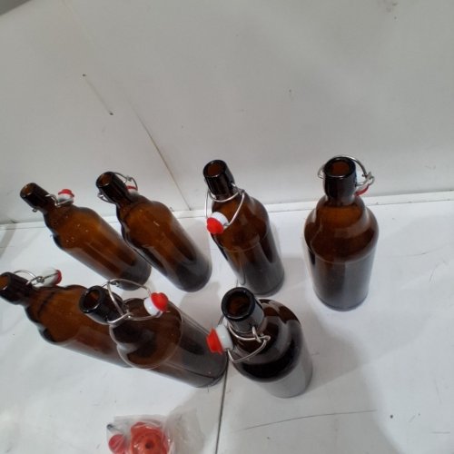 7PK AMBER GLASS SWING-TOP BOTTLES - 16OZ - BROWN image 3