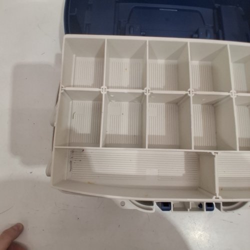 PLANO TWO-TRAY TACKLE BOX - 14.25" X 8.5" X 7.75" - BLUE AND OFF-WHITE (MODEL: 6202) image 4