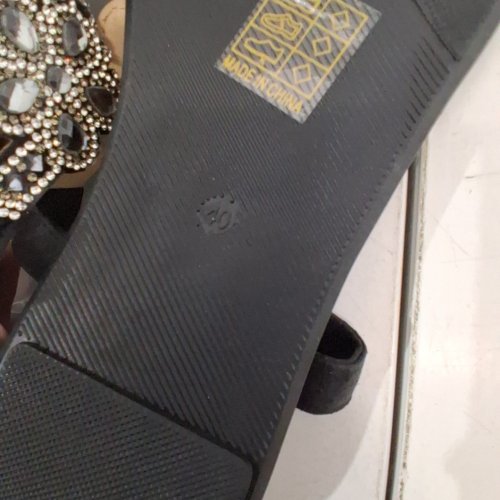 WOMEN KEUSN FLAT BOHEMIAN RHINESTONE SANDALS - 8.5 - BLACK/SILVER image 2