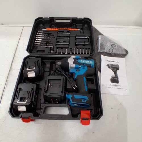 P-KOYEBOLT CORDLESS HIGH TORQUE IMPACT WRENCH KIT WITH 2 BATTERIES- 21 V, 2300 RPM - TEAL AND BLACK image 3