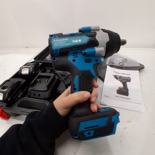 P-KOYEBOLT CORDLESS HIGH TORQUE IMPACT WRENCH KIT WITH 2 BATTERIES- 21 V, 2300 RPM - TEAL AND BLACK image 5