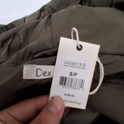 DEX HOODED BELTED PARKA COAT - SMALL - KHAKI GREEN (STYLE: 2429513 D) image 2