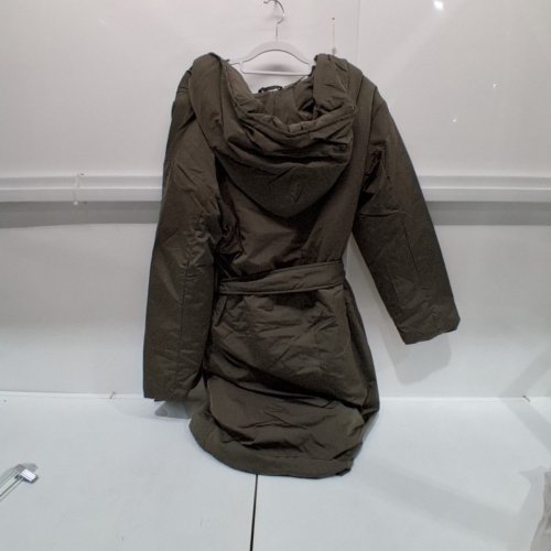DEX HOODED BELTED PARKA COAT - SMALL - KHAKI GREEN (STYLE: 2429513 D) image 6