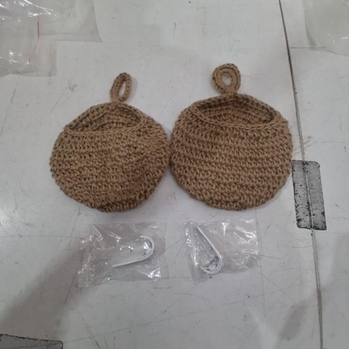 2PK HANGING WOVEN FRUIT BASKET - 9.8" X 7.9" - BEIGE image 2