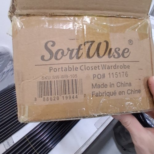 SORTWISE PORTABLE NON-WOVEN FABRIC CLOSET - 41.3" X 17.7" X 66.9" - GREY/BLACK (MODEL: SW-WB-105) image 2