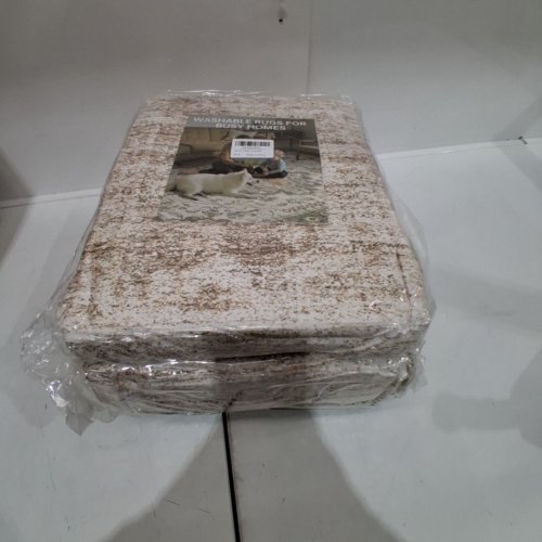 COTILED WASHABLE AREA RUG - 8FT X 10FT - CREAM/BROWN image 3