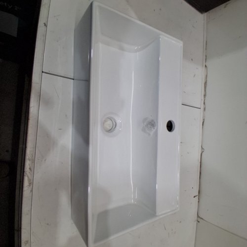 KMOEM WALL MOUNTED CERAMIC BATHROOM SINK WITH OVER FLOW - 22" X 12" - WHITE image 3