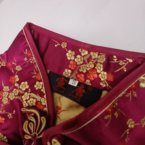 WOMEN'S ELEGANT CHINESE STYLE TRADITIONAL SHORT SLEEVE CHEONGSAM QIPAO DRESS - SMALL - PLUM BLOSSOM FLORAL PRINT image 2