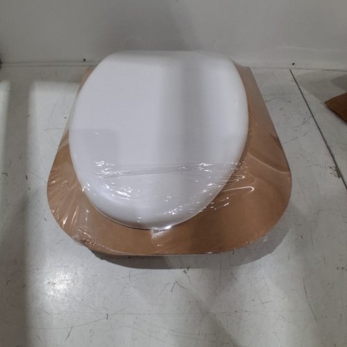 MAYFAIR PADDED ROUND TOILET SEAT WITH PLASTIC HINGES - 17.5" - WHITE image 2