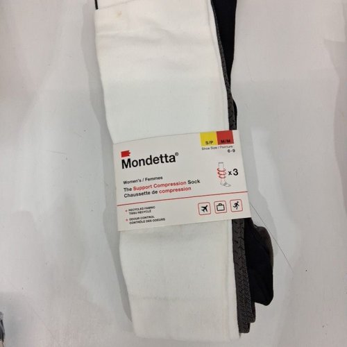 3PR WOMENS MONDETTA COMPRESSION SOCKS - SMALL/MEDIUM (6-9) - BLACK/GREY/WHITE ( STYLE:1977177) image 2