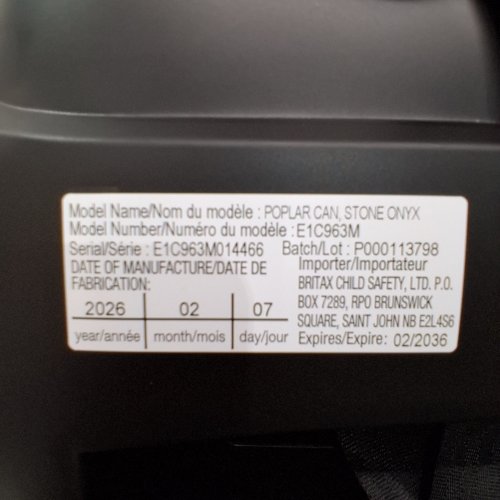 BRITAX POPLAR CLICK TIGHT CONVERTIBLE REAR AND FRONT FACING CAR SEAT - 40LB REAR FACING MAX LOAD / 65LB FRONT FACING MAX LOAD - STONE ONYX / BLACK GREY (MODEL: E1C963M) image 2