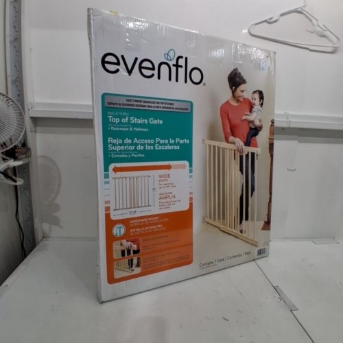EVENFLO WALK-THRU TOP OF STAIRS EXTRA WIDE BABY & PET GATE - 32" X 30" - 48" - NATURAL WOOD BROWN (MODEL: 1050500 1050) image 3
