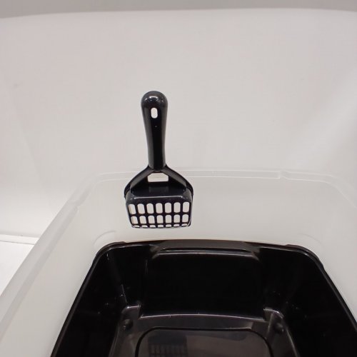 IRIS USA CAT LITTER BOX, HIGH SIDED KITTY LITTER BOX AND SCOOP - BLACK image 4
