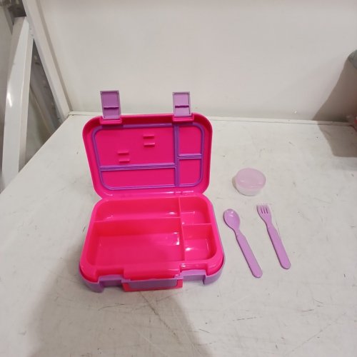 MAINSTAYS LUNCH BOX SET WITH UTENSILS AND CONTAINER - PINK AND PURPLE image 2