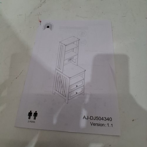 2PK NIGHT STAND BOOKSHELF COMBO WITH CHARGING STATION - WHITE (MODEL:AJ-DJ504340) image 3