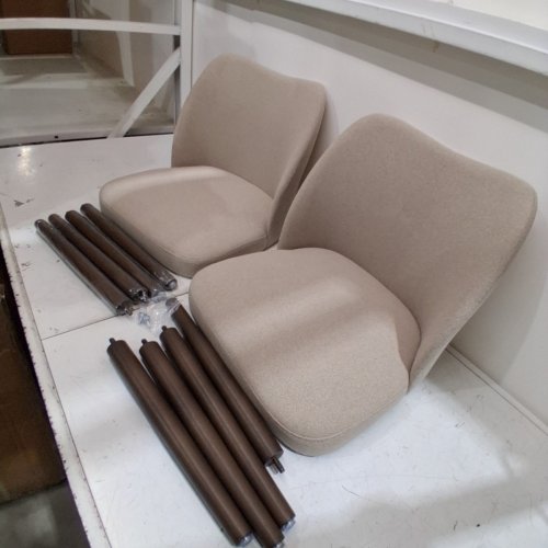 2PK COLAMY MODERN UPHOLSTERED DINING CHAIR WITH PADDED SEAT AND WOOD LEGS - 300LBS CAPACITY - BEIGE (MODEL:3008) image 3