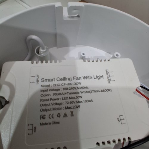 JINQIANMY LOW PROFILE LED ENCLOSED CEILING FAN WITH REMOTE CONTROL AND LIGHTS - 17.7" - WHITE - (MODEL: CHG-CF-H02-DCW) image 2