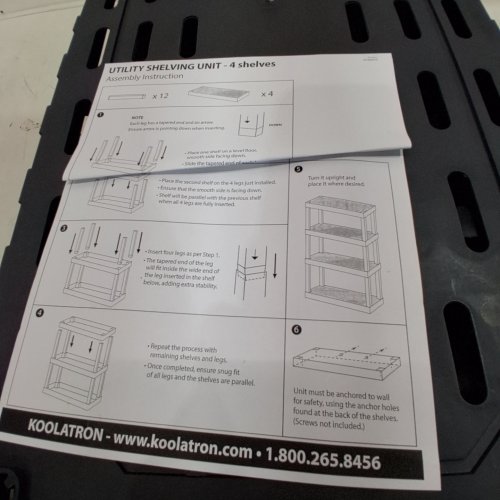 KOOLATRON 5 TIER UTILITY PLASTIC STORAGE SHELVES - 30" X 14" X 72" - BLACK image 5