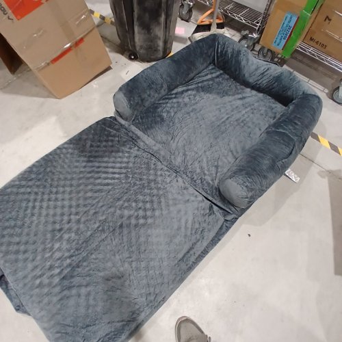 FOLDABLE PLUSH NON-SLIP HUMAN DOG BED - 66" X 36" - GREY image 3