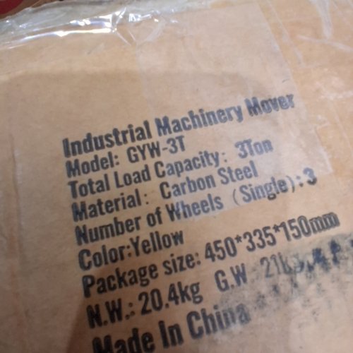 INDUSTRIAL MACHINERY MOVER - 3T LOAD CAPACITY - YELLOW (MODEL: GYH-3T) image 2