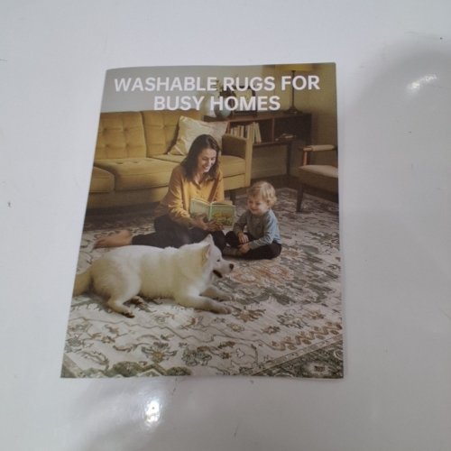 COTILED MACHINE WASHABLE BOHO RUG WITH NON-SLIP BACKING - 10FT X 8FT - CREAM/BROWN (MODEL: Y24006A) image 3