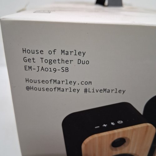 HOUSE OF MARLEY GET TOGETHER DUO WIRELESS BLUETOOTH BOOKSHELF SPEAKERS - NATURAL/SIGNATURE BLACK (MODEL: EM-JA019-SB) image 3