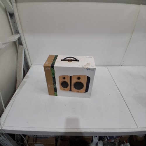 HOUSE OF MARLEY GET TOGETHER DUO WIRELESS BLUETOOTH BOOKSHELF SPEAKERS - NATURAL/SIGNATURE BLACK (MODEL: EM-JA019-SB) image 4