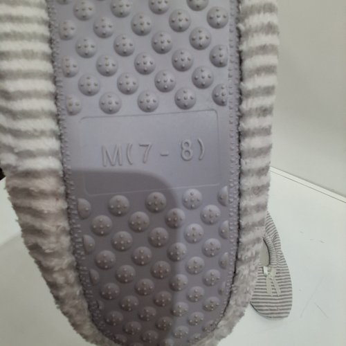 2PR WOMEN'S GEORGE SOFT SLIPPERS - MEDIUM (7-8) - BLACK/GREY STRIPED image 3