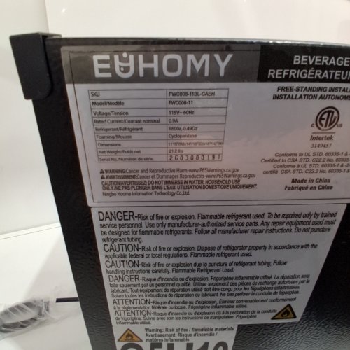 EUHOMY BEVERAGE REFRIGERATOR COOLER WITH 40°F-61°F DIGITAL TEMPERATURE CONTROL - 18L (HOLDS 25 CANS) - BLACK (MODEL: FWC008-11BL-CAEH /‎ WC-6B) image 2