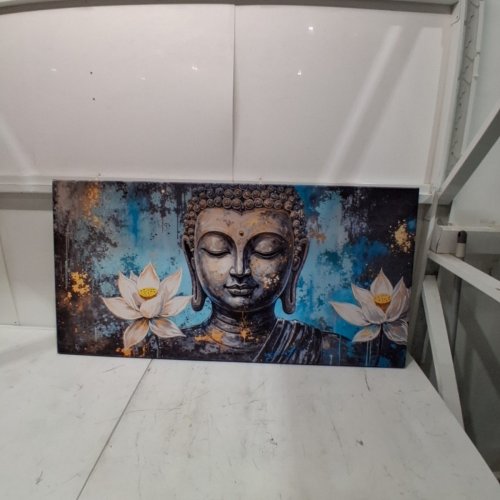 BUDDHA LOTUS WALL ART - 47" X 24" - BLUE BLACK GOLD image 2