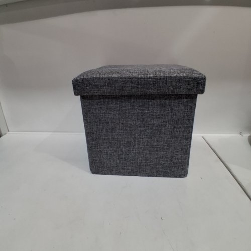 FOLDABLE FABRIC STORAGE OTTOMAN - 12" X 12" X 11.5" - GRAY image 2