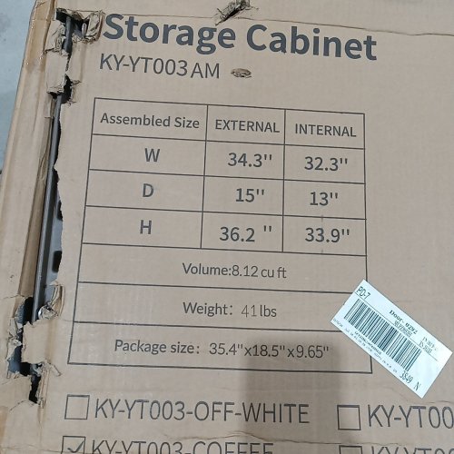 KINYING INDOOR/OUTDOOR STORAGE CABINET WITH MAZE PATTERN - 34" X 15" X 36" - COFFEE - (MODEL: KY-YT003-BLACK-1) image 8
