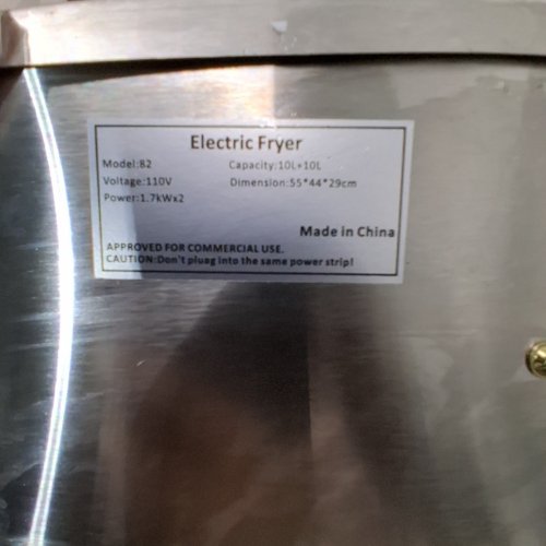 TANGME COMMERCIAL COUNTERTOP ELECTRIC STAINLESS STEEL DEEP FRYER WITH TEMPERATURE LIMITER - 20 L - 110 V - 3400W - STAINLESS STEEL (MODEL: 82) image 6
