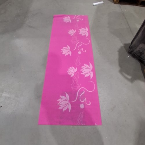 LOTUS FLOWER YOGA EXCERCISE MAT - 68" X 24" - WHITE / PINK image 2