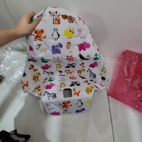 ANIMAL PRINT BABY HIGH CHAIR SEAT COVER - UNIVERSAL - WHITE image 3