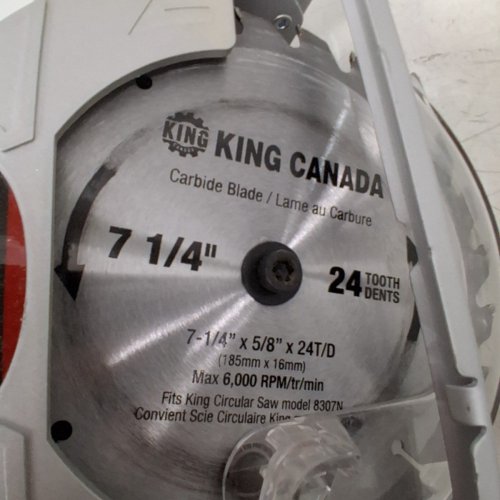 KING CANADA CORDED CIRCULAR SAW - 7-1/4" BLADE 12AMP - RED (MODEL: 8307N) image 4
