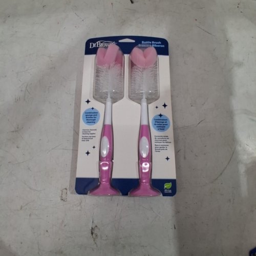 2PK DR BROWNS 2 IN 1 BOTTLE BRUSH - PINK image 2