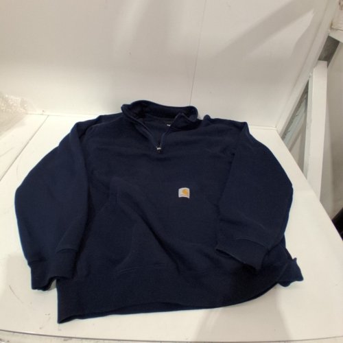 MEN'S CARHARTT LOOSE FIT MIDWEIGHT QUARTER-ZIP MOCK-NECK SWEATSHIRT - LARGE - NAVY BLUE (MODEL: TS5294-M) image 2