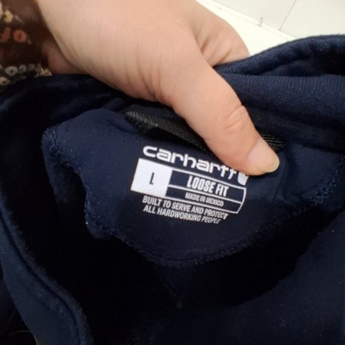 MEN'S CARHARTT LOOSE FIT MIDWEIGHT QUARTER-ZIP MOCK-NECK SWEATSHIRT - LARGE - NAVY BLUE (MODEL: TS5294-M) image 4