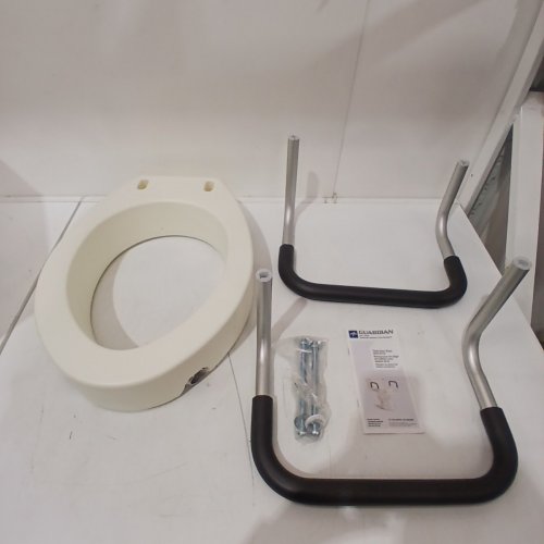 MEDLINE GUARDIAN ELONGATED TOILET SEAT RISER WITH ARMS - 3.5" - 400LB CAPACITY - WHITE/GREY (MODEL: G4-301LRX1) image 2
