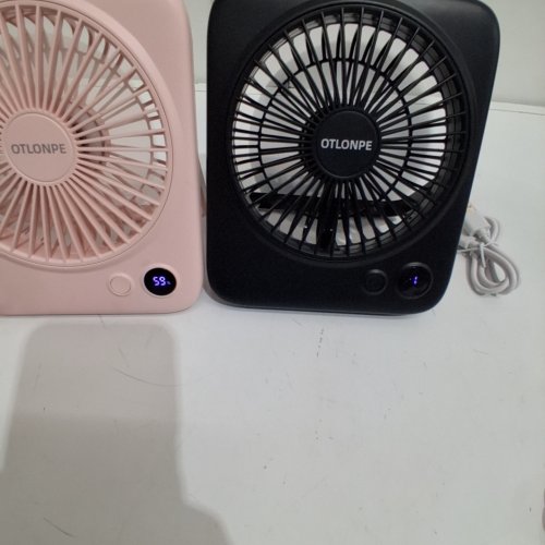 2PK OTLONPE PORTABLE RECHARGEABLE SLIM DESK FANS - 6.5" - BLACK/PINK (S-F16a) image 3