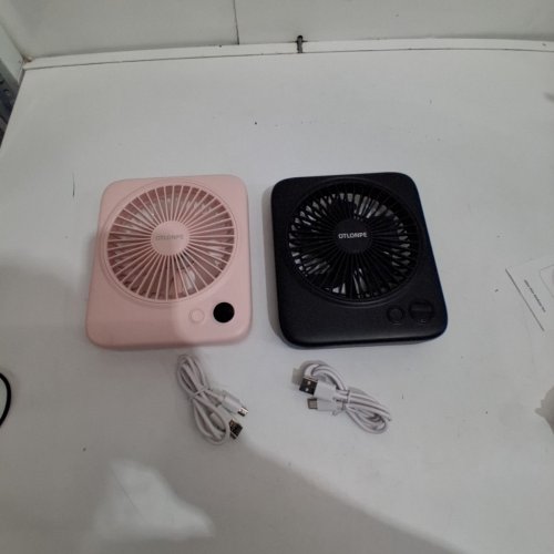 2PK OTLONPE PORTABLE RECHARGEABLE SLIM DESK FANS - 6.5" - BLACK/PINK (S-F16a) image 4