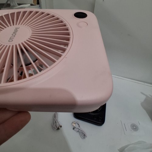 2PK OTLONPE PORTABLE RECHARGEABLE SLIM DESK FANS - 6.5" - BLACK/PINK (S-F16a) image 5